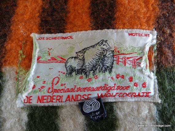 Lebber vintage® - Vintage Dutch Wool Federation wool blanket 100% pure new wool woolly Dutch wool blanket 210 x 180 cm.