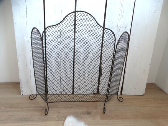 Lebber Vintage® - Antique copper fireplace screen, fireplace accessories, vintage fireplace decor. Folding fireplace screen!