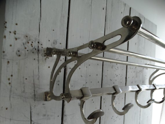 Lebber vintage® - Lebber vintage® - Beautiful wagon coat rack made of nickel-plated metal, French train coat rack, art deco style practical coat rack