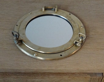 Lebber vintage® - Vintage Polished brass porthole mirror.