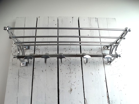 Lebber vintage® - Lebber vintage® - Beautiful wagon coat rack made of nickel-plated metal, French train coat rack, art deco style practical coat rack