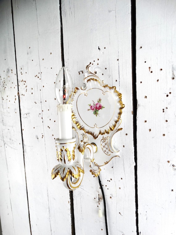 Lebber vintage® - Dresden style porcelain sconce, wall lamp. Porcelain lamp.