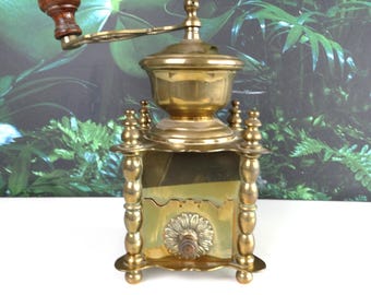 Lebber vintage® - Antike Kaffeemühle aus Kupfer und Messing - Frankreich - 1900er Jahre