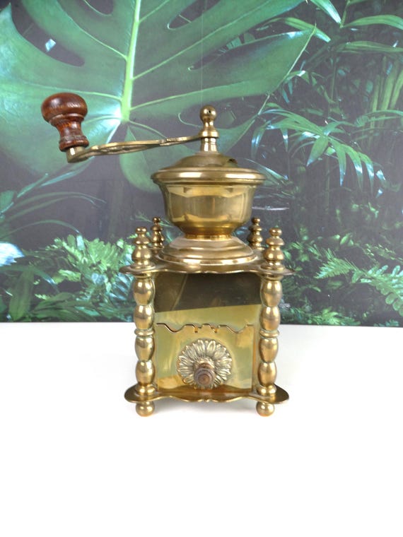 Lebber vintage® - Antique copper brass coffee grinder - France - 1900s