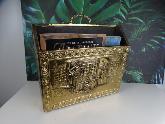 Lebber vintage® - Copper newspaper rack, magazine holder, from the 1930s.