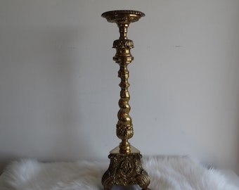 Lebber vintage® - Church candlestick brass, 52 cm, Belgium 1920.