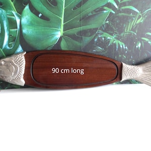 Lebber vintage® - Vintage vis serveer plank met vissenkop en vissen staart van gegoten metaal! XXL 90 cm
