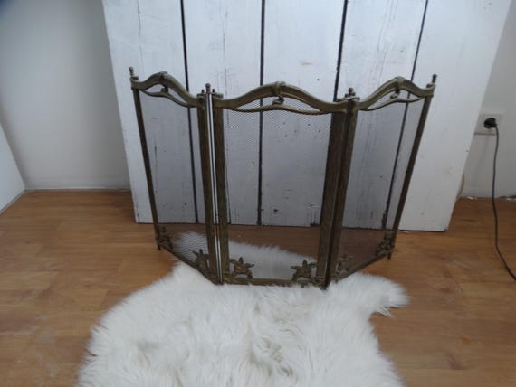 Lebber vintage® - Antique copper fireplace screen, fireplace accessories, vintage fireplace decor. Foldable fireplace screen!