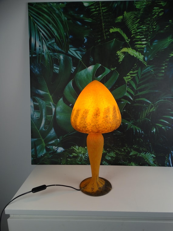 Lebber vintage® - Art deco mushroom lamp, handmade from glass paste! Maison Marchand PARIS.