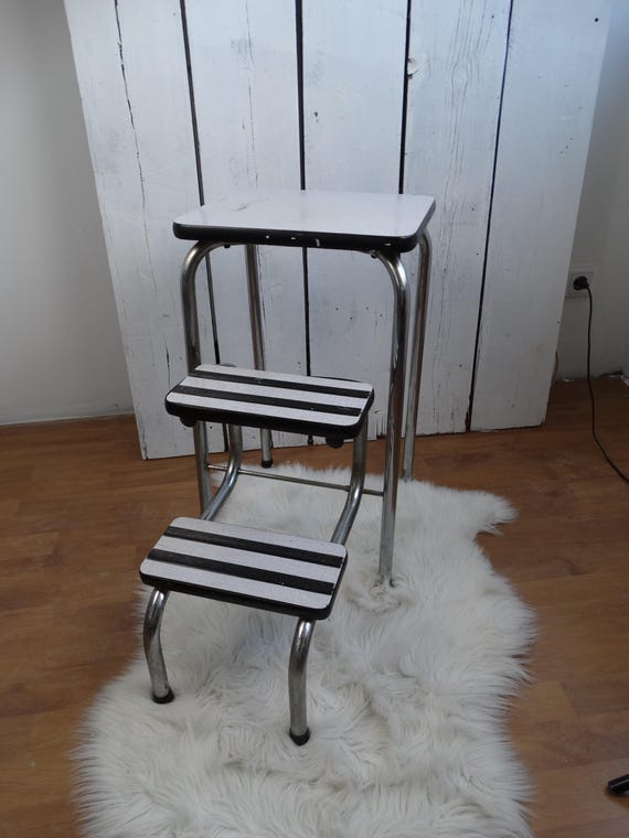 Lebber vintage® - Vintage 70's kitchen steps - retro kitchen home decor - hinged pull out - staircase - step stool plant