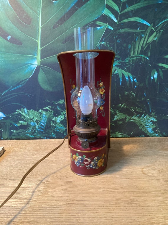 Lebber vintage® - Hindeloopen oil lamp, on electricity, Original Hindeloopen wall lamp.