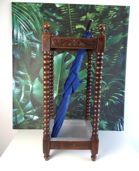 Lebber vintage® - Antique oak hand-turned Bobbin umbrella stand!