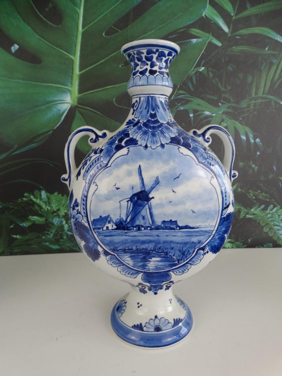Lebber vintage® - Porceleyne bottle, jug from 1961 Painted by AHE. Completely intact.