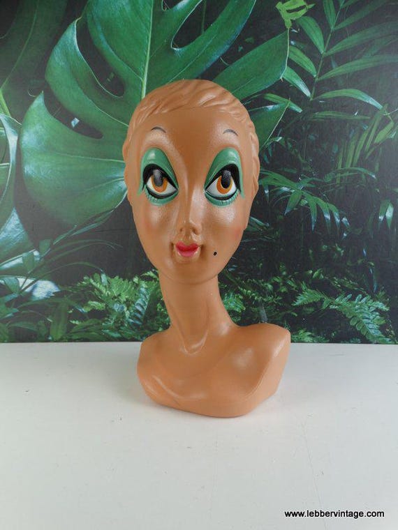 Lebber vintage® - Vintage 1970s Twiggy store display head, 70s retro mannequin head