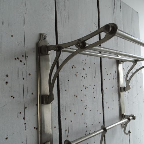 Lebber vintage® - Magnifique porte-manteau wagon en métal nickelé, porte-manteau train français, porte-manteau pratique et beau style art déco