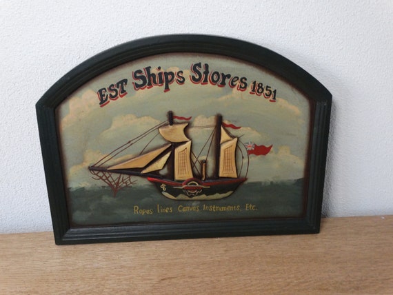 Lebber vintage® - Wooden relief (3D) billboard / Ship stores / Vintage decorative object / Wall decoration / Advertising object, sign