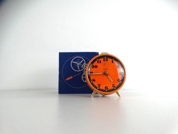 Lebber vintage® - Kienzle duo Alarm Clock, alarm clock, Vintage New Old Stock Super condition, ORANGE.