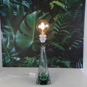Lebber vintage® - Large Val St Lambert table lamp. Green in the glass!