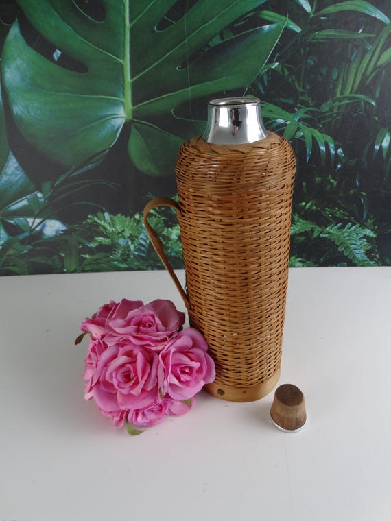 Lebber vintage® - Vintage Wicker wrapped thermos bottle, seventies.