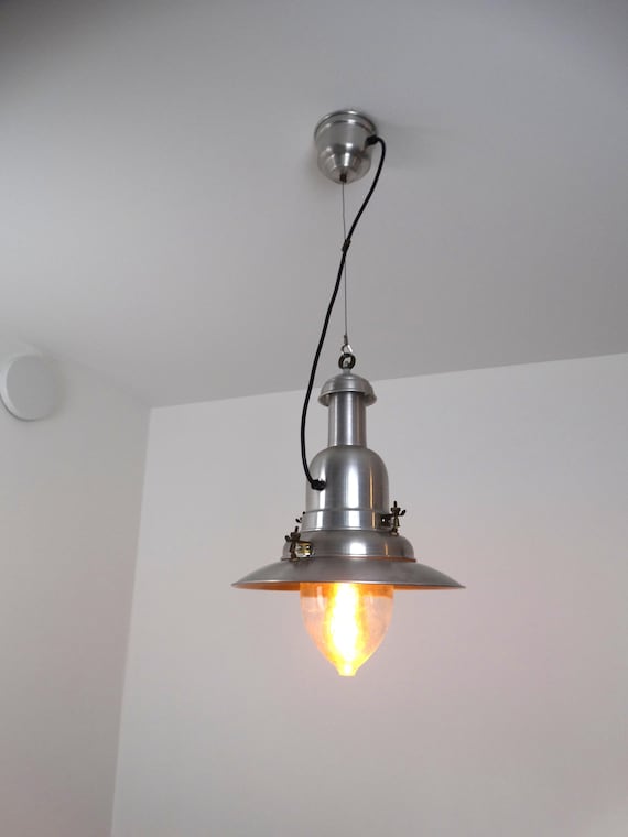 Lebber vintage® - Chrome fishing lamp, ship lamp, pendant lamp, ceiling lamp, vintage retro design marine style