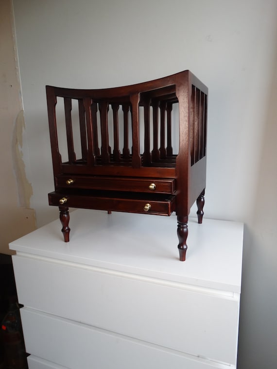Lebber vintage® - English mahogany vintage canterbury magazine rack, Canterbury, Antique Magazine Rack Vintage Magazine Holder.