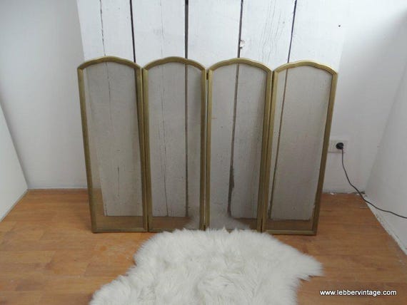 Lebber vintage® - Antique copper fireplace screen, fireplace accessories, vintage fireplace decor. Foldable fireplace screen!