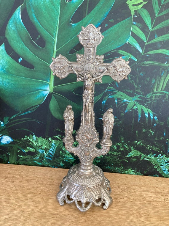 Lebber vintage - Crucifix - crucifix from France, Jesus and mother mary, Metal