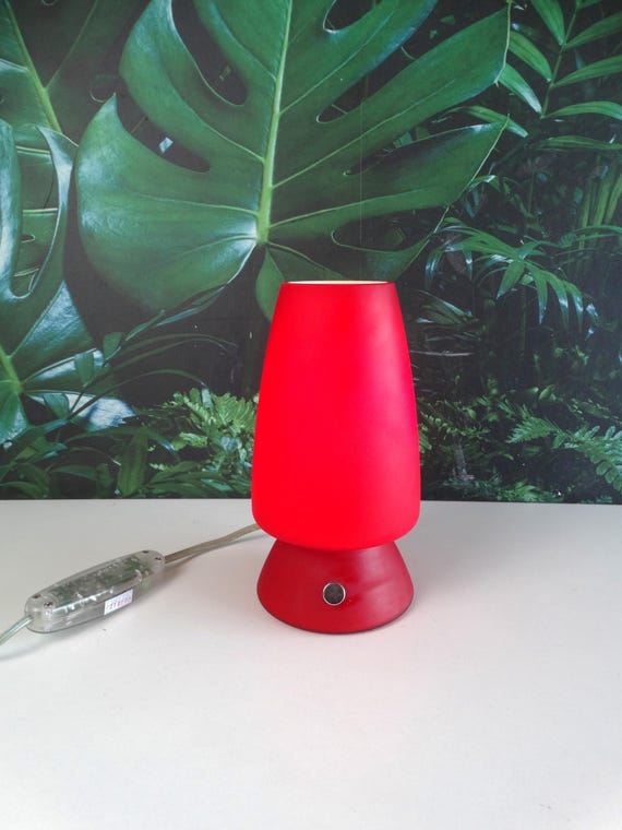 Lebber vintage® - Red glass lamp with 2 light settings, touch lamp.