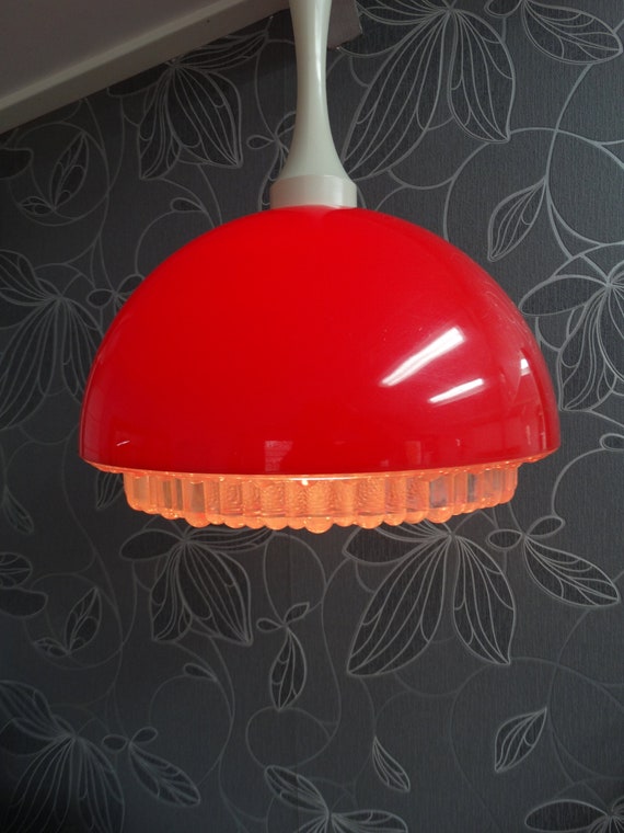 Lebber vintage® - Red Acrylic Bubble Space Age Pendant Lamp, Germany 1970s.