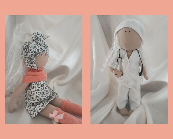 Bambola in tessuto artigianale bambola di pezza fatta a mano