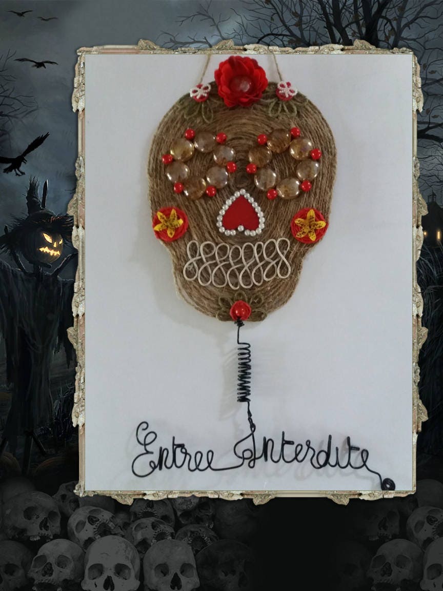 Plaque de Porte Entrée Interdite - Tête Mort Mexicaine