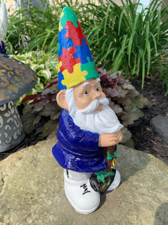 Buffalo Bills Solar Lit Garden Gnomes; 11 inch high Bills Solar Lit