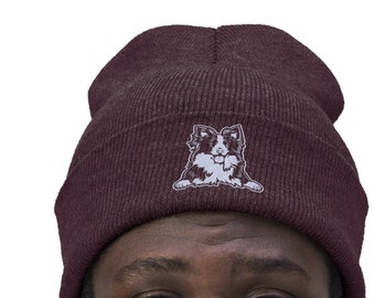 Border Collie Dog Knit Beanie Hat Gift for Girl Woman or Man - Embroidered Beanie Border Collie Dog Owner Winter Hat Gift for Pet Lover