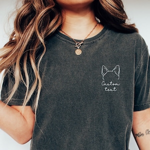 Australian Cattle Dog Ear Outline Shirt, Ears Sketch Comfort Colors T-Shirt - Custom Portrait Pet Ears Tee - Cane mamma o papà Nuovo proprietario di cane