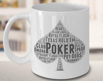 Regalos de Navidad para Jugadores de Poker, Regalos de Cumpleaños de Poker, Regalos increíbles para Jugadores de Poker, Copa de Profesores de Poker, Combinaciones de Poker Tipografía Mug