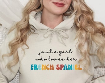French Spaniel Dog Retro Hoodie Gift for Girl or Woman - Funny Dog Hooded Sweatshirt - French Spaniel Dog Owner Hoodie Gift for Pet Lover