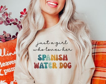 Spanish Water Dog Retro Sweatshirt Gift for Girl or Woman - Funny Dog Sweater - Spanish Water Dog Owner Sweatshirt for Pet Lover