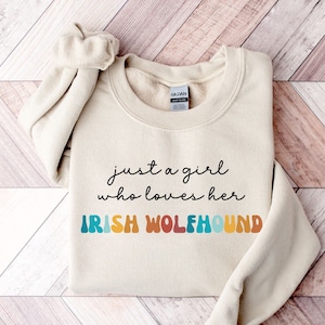 Irischer Wolfshund Retro Sweatshirt Geschenk für Mädchen oder Frau - Lustiger Hundepullover - Irish Wolfhound Hundebesitzer Sweatshirt für Haustierliebhaber