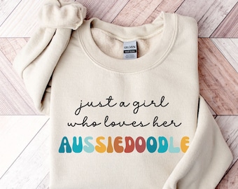 Aussiedoodle hund retro tröja present till flicka eller kvinna - rolig hundtröja - Aussiedoodle hundägare tröja för husdjursälskare