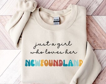 Newfoundland Dog Retro Sweatshirt Gift for Girl or Woman - Funny Dog Sweater - Newfoundland Dog Owner Sweatshirt for Pet Lover
