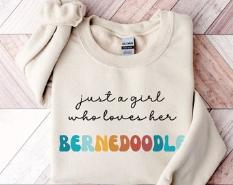 Bernedoodle Dog Retro Sweatshirt Gift for Girl or Woman - Funny Dog Sweater - Bernedoodle Dog Owner Sweatshirt for Pet Lover