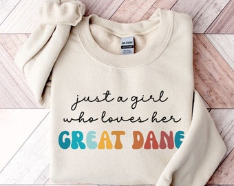 Great Dane Dog Retro Sweatshirt Gift for Girl or Woman - Funny Dog Sweater - Great Dane Dog Owner Sweatshirt for Pet Lover