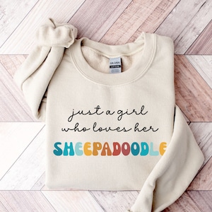 Sheepadoodle Dog Retro Sweatshirt Gift for Girl or Woman - Funny Dog Sweater - Sheepadoodle Dog Owner Sweatshirt for Pet Lover