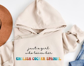 English Cocker Spaniel Dog Retro Hoodie Gift for Girl or Woman - Funny Dog Hooded Sweatshirt - Cocker Spaniel Dog Owner Hoodie for Pet Lover