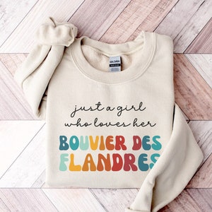 Bouvier Des Flanders Dog Retro Sweatshirt Gift for Girl or Woman, Funny Dog Sweater, Bouvier Des Flanders Dog Owner Sweatshirt for Pet Lover