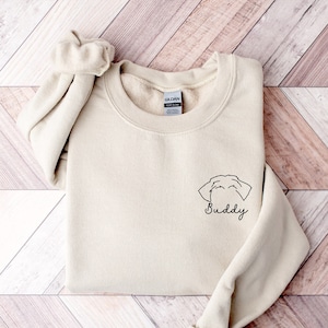 Sudadera con contorno de oreja Shorkie, sudadera con capucha de dibujo de orejas - Camisa de orejas de mascota con retrato personalizado - Sudadera de mamá de perro - Sudadera de dueño de perro nuevo