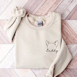 Welsh Corgi Ear Outline Sweatshirt, Ears Sketch Hoodie - Custom Portrait Pet Ears Shirt - Dog Mom Sweatshirt - New Dog Owner Sweatshirt