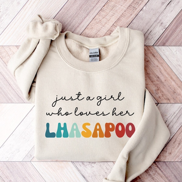 Lhasapoo Dog Retro Sweatshirt Gift for Girl or Woman - Funny Dog Sweater - Lhasapoo Dog Owner Sweatshirt for Pet Lover