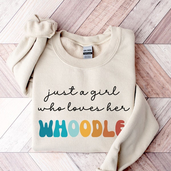 Whoodle Dog Retro Sweatshirt Gift for Girl or Woman - Funny Dog Sweater - Whoodle Dog Owner Sweatshirt for Pet Lover