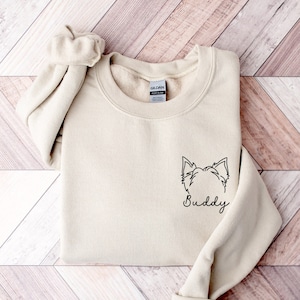 Yorkshire Terrier Ear Outline Sweatshirt, Ears Sketch Hoodie - Yorkie Portrait Pet Ears Shirt - Dog Mom Sweatshirt New Dog Owner Sweatshirt
